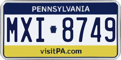 PA license plate MXI8749