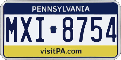 PA license plate MXI8754
