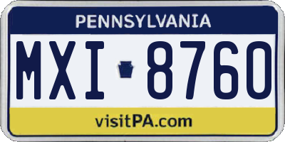 PA license plate MXI8760