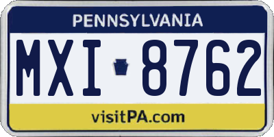 PA license plate MXI8762