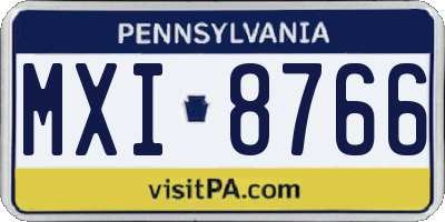 PA license plate MXI8766