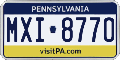 PA license plate MXI8770