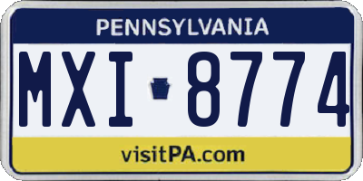 PA license plate MXI8774