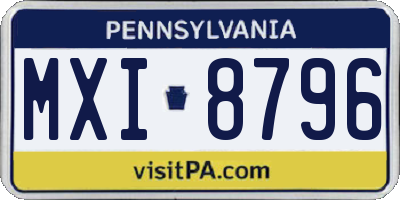 PA license plate MXI8796