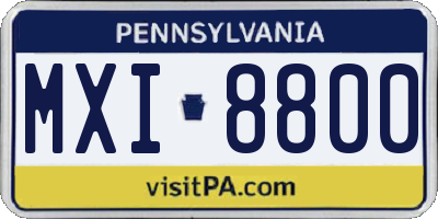 PA license plate MXI8800