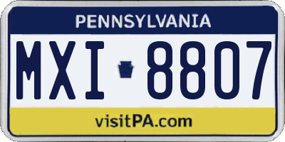 PA license plate MXI8807