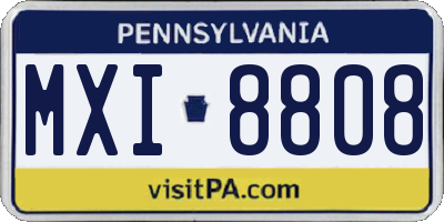 PA license plate MXI8808