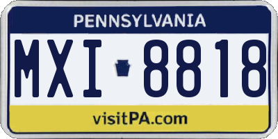 PA license plate MXI8818