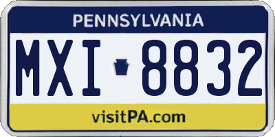 PA license plate MXI8832