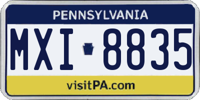 PA license plate MXI8835
