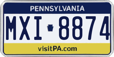 PA license plate MXI8874