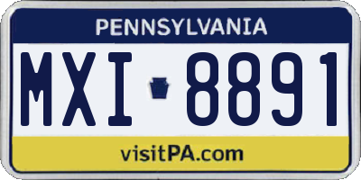 PA license plate MXI8891