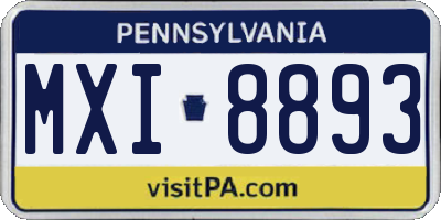 PA license plate MXI8893