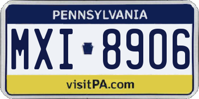 PA license plate MXI8906