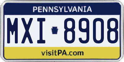 PA license plate MXI8908
