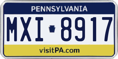 PA license plate MXI8917