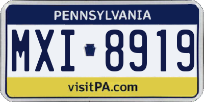 PA license plate MXI8919