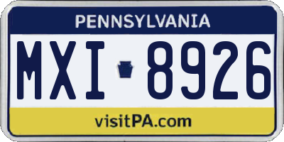 PA license plate MXI8926