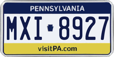 PA license plate MXI8927