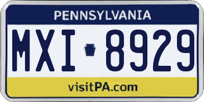 PA license plate MXI8929