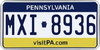 PA license plate MXI8936