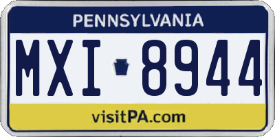 PA license plate MXI8944