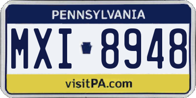 PA license plate MXI8948