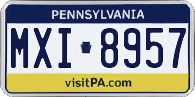PA license plate MXI8957