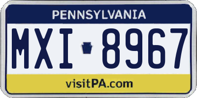PA license plate MXI8967