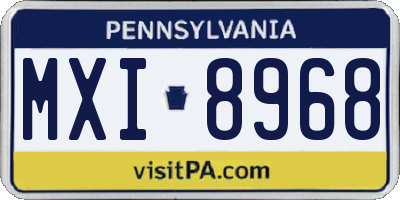 PA license plate MXI8968