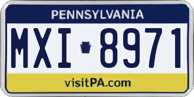 PA license plate MXI8971