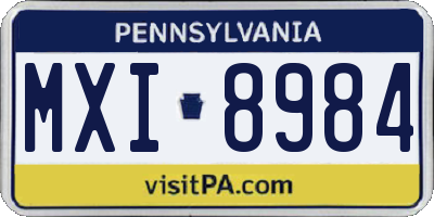 PA license plate MXI8984