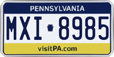 PA license plate MXI8985