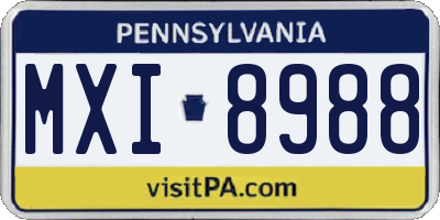 PA license plate MXI8988