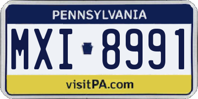 PA license plate MXI8991