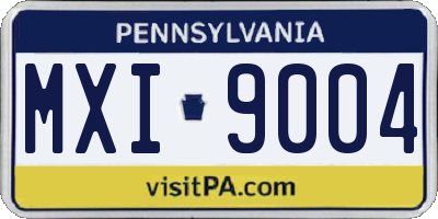 PA license plate MXI9004