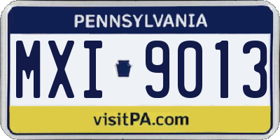 PA license plate MXI9013