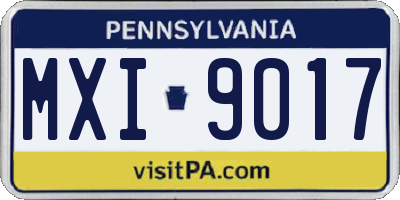 PA license plate MXI9017