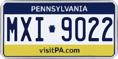 PA license plate MXI9022