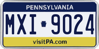 PA license plate MXI9024