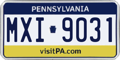 PA license plate MXI9031