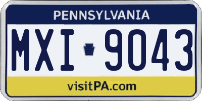 PA license plate MXI9043