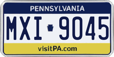 PA license plate MXI9045