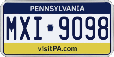 PA license plate MXI9098