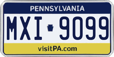 PA license plate MXI9099