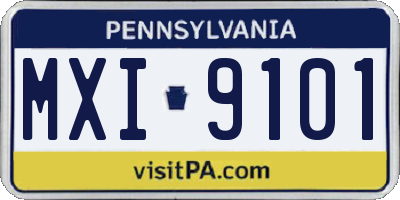 PA license plate MXI9101
