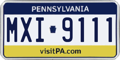 PA license plate MXI9111