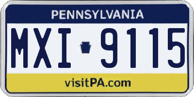PA license plate MXI9115