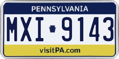 PA license plate MXI9143
