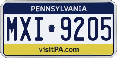 PA license plate MXI9205